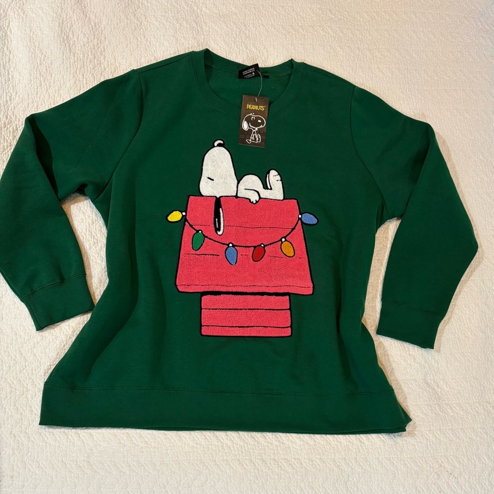 Christmas sweater Peanuts Green Snoopy Holiday Sweater, women, winter